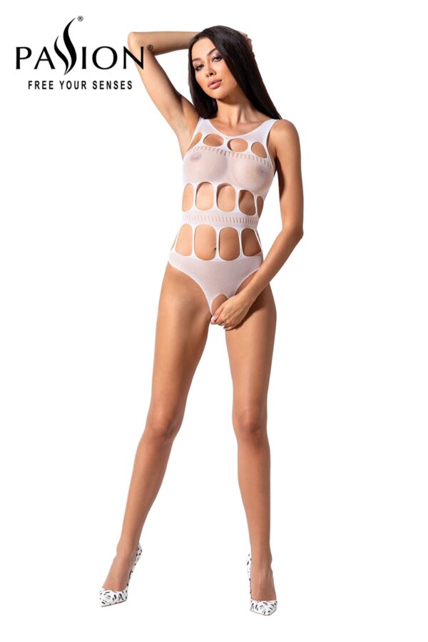 Body ouvert résille BS083 – Blanc - 94edenstreet.com - sexshop en ligne