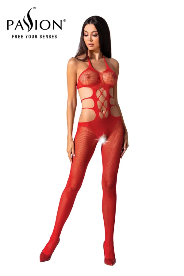 Combinaison résille BS084 – Rouge - 94edenstreet.com - sexshop en ligne
