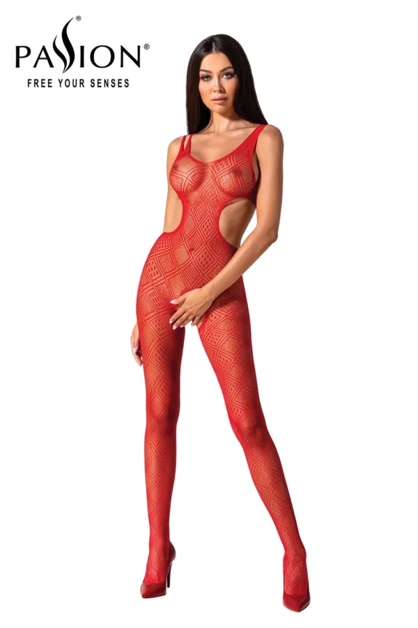 Combinaison résille BS085 – Rouge - 94edenstreet.com - sexshop en ligne