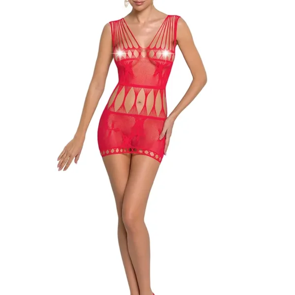 Robe nue résille BS090 – Rouge