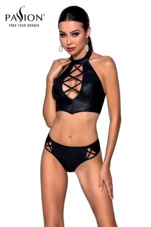 Bustier et string faux cuir Nancy – Passion - 94edenstreet.com - sexshop en ligne