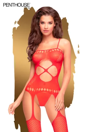 Combinaison Hot Nightfall Rouge – Penthouse - 94edenstreet.com - sexshop en ligne