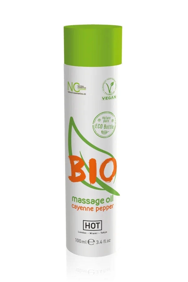 Huile de massage BIO piment de Cayenne – HOT - 94edenstreet.com - sexshop en ligne