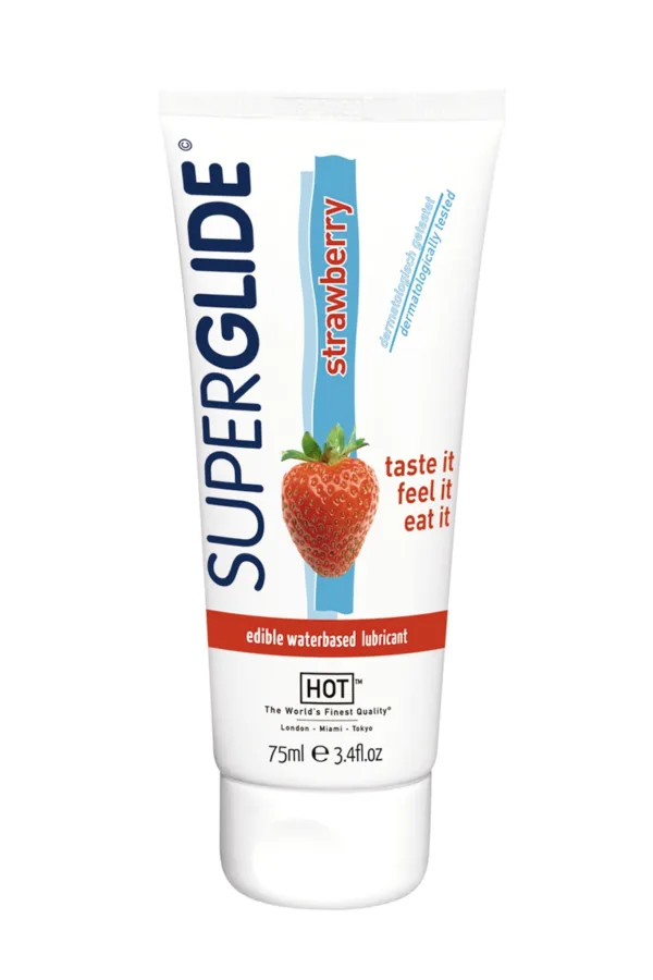 Lubrifiant Comestible SuperGlide fraise – HOT - 94edenstreet.com - sexshop en ligne
