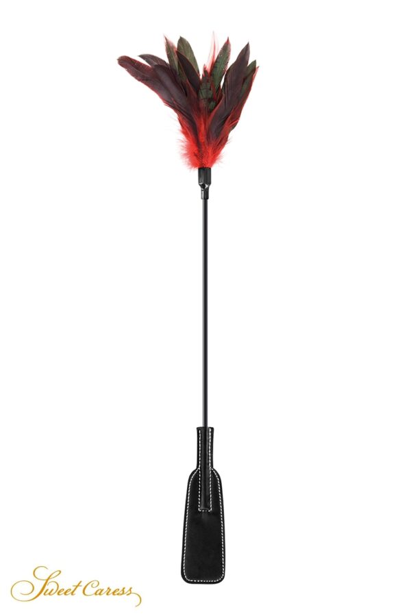 Tapette à plumes rouges et noires – Sweet caress - 94edenstreet.com - sexshop en ligne