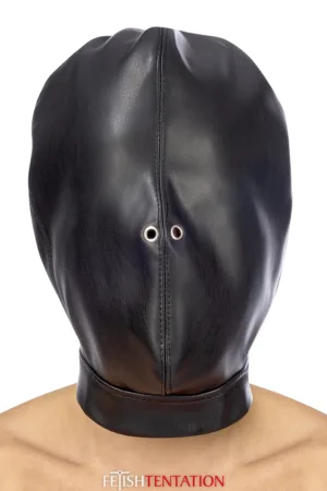 Cagoule BDSM fermée simili cuir – Fetish Tentation - 94edenstreet.com - sexshop en ligne