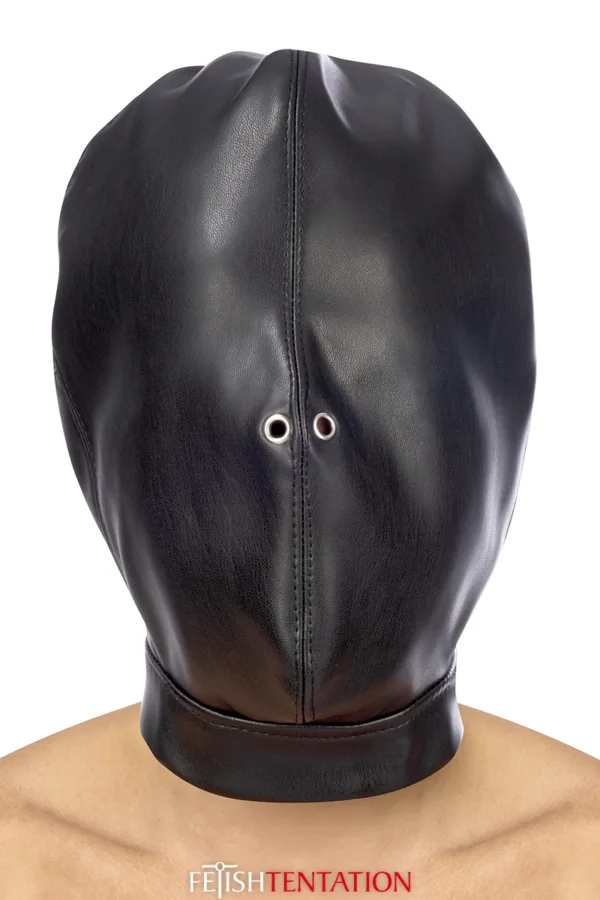 Cagoule BDSM fermée simili cuir – Fetish Tentation - 94edenstreet.com - sexshop en ligne