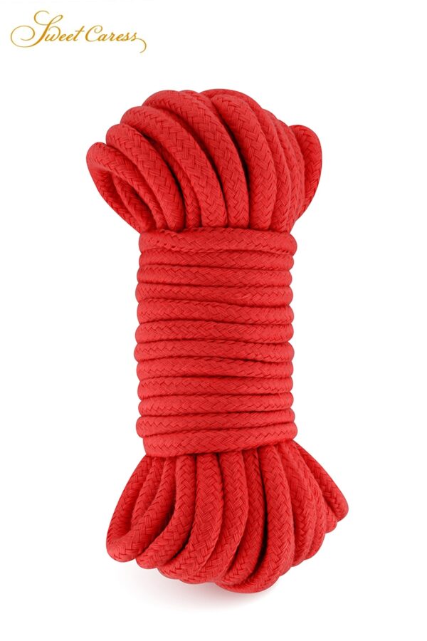 Corde de bondage rouge 10m – Sweet Caress - 94edenstreet.com - sexshop en ligne