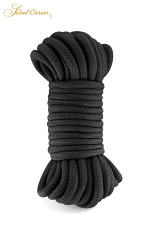 Corde de bondage noire 10m – Sweet Caress - 94edenstreet.com - sexshop en ligne
