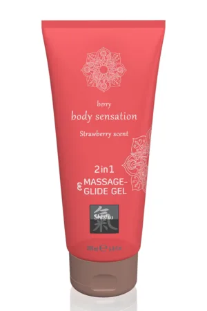 Lubrifiant & Massage parfum Fraise 200ml – Shiatsu - 94edenstreet.com - sexshop en ligne