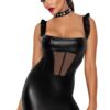 Robe courte wetlook et tulle F257