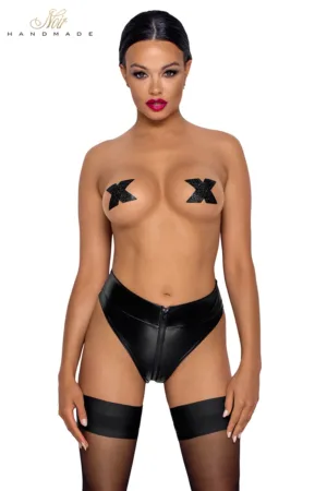 Culotte tanga zipée en wetlook F260 - 94edenstreet.com - sexshop en ligne