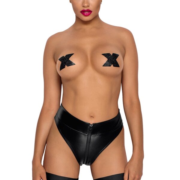 Culotte tanga zipée en wetlook F260