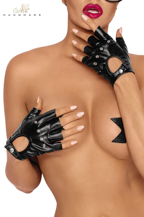 Gants mitaines en wetlook F264 - 94edenstreet.com - sexshop en ligne