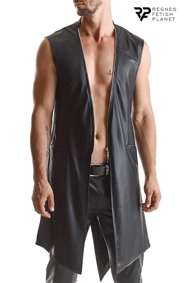 Veste longue sans manche wetlook Marco – Regnes - 94edenstreet.com - sexshop en ligne