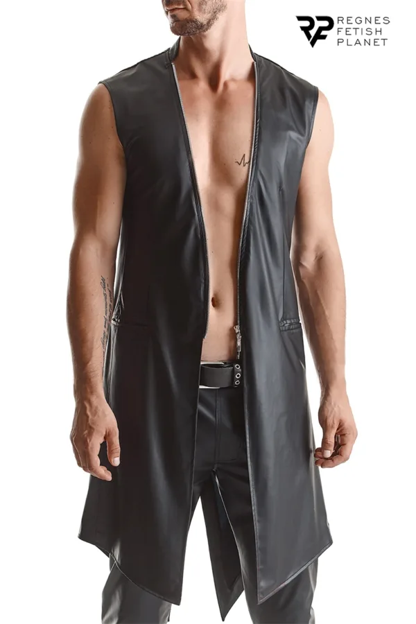 Veste longue sans manche wetlook Marco – Regnes - 94edenstreet.com - sexshop en ligne