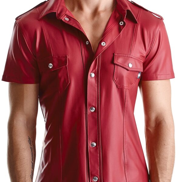 Chemise manches courtes wetlook rouge Carlo – Regnes