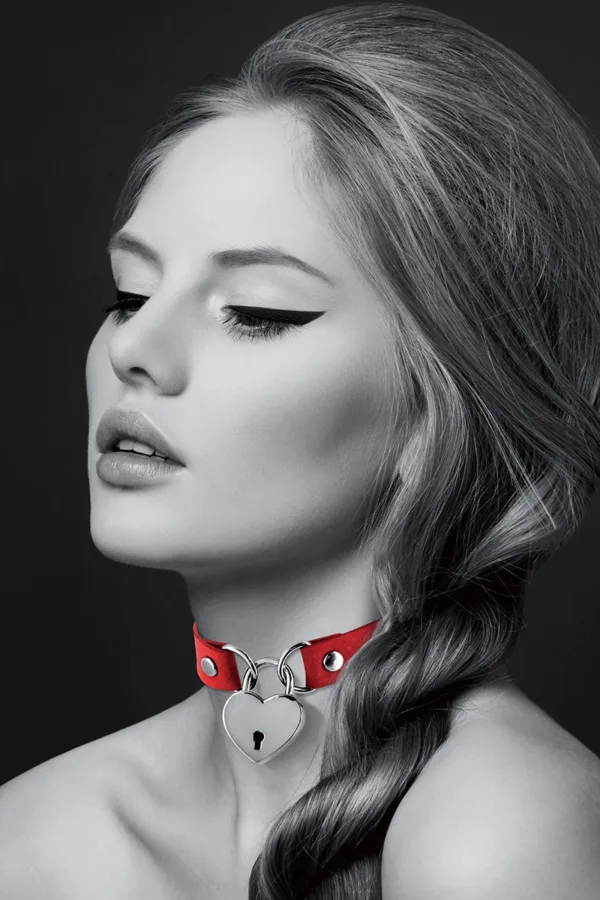 Collier rouge cadenas coeur – Bijoux Pour Toi - 94edenstreet.com - sexshop en ligne