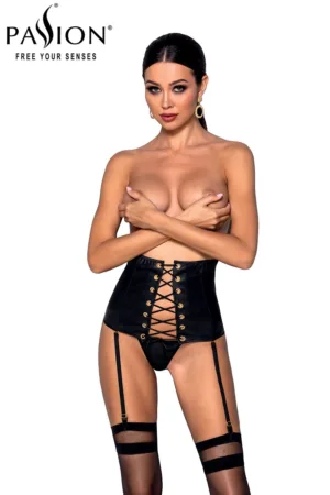 Serre taille à jarretelles faux cuir Céline – Passion - 94edenstreet.com - sexshop en ligne