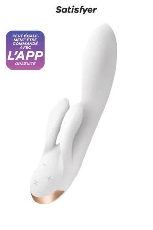 Vibro Rabbit connecté Double Flex blanc – Satisfyer - 94edenstreet.com - sexshop en ligne