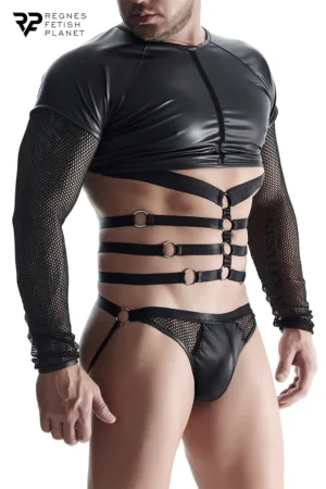 T-shirt harnais wetlook et maille – Regnes - 94edenstreet.com - sexshop en ligne