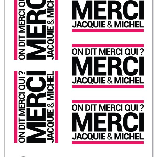 5 stickers J&M blanc logo rectangle