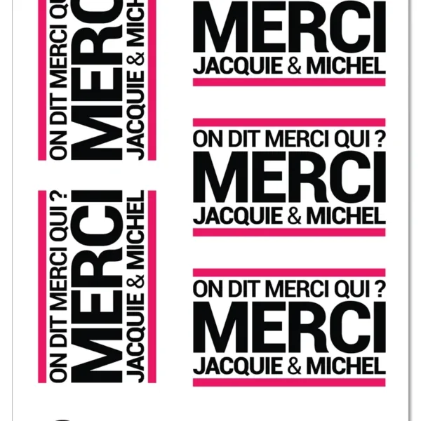 5 stickers J&M blanc logo rectangle