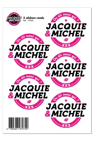 5 stickers J&M blanc logo rond - 94edenstreet.com - sexshop en ligne