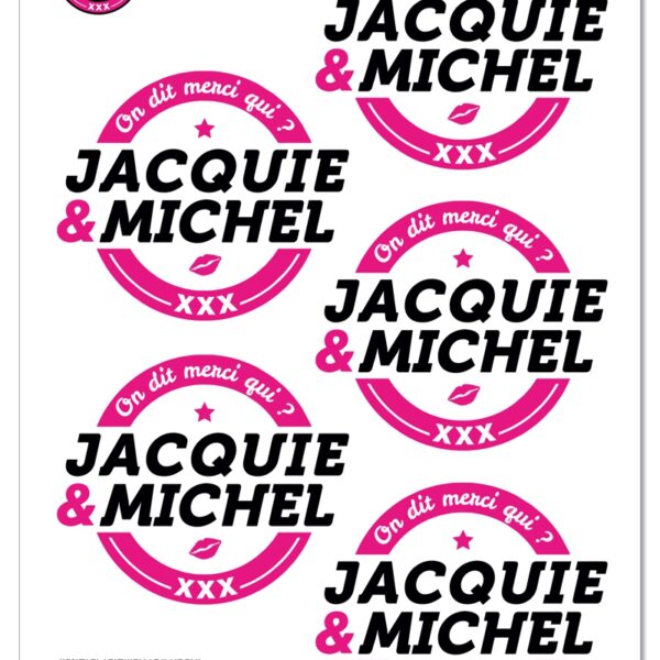 5 stickers J&M blanc logo rond