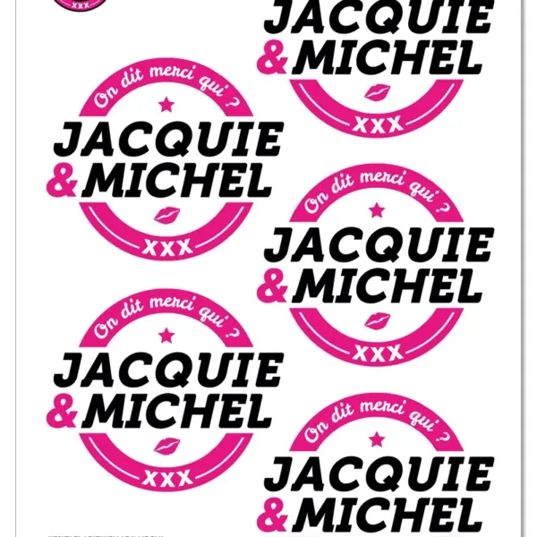 5 stickers J&M blanc logo rond