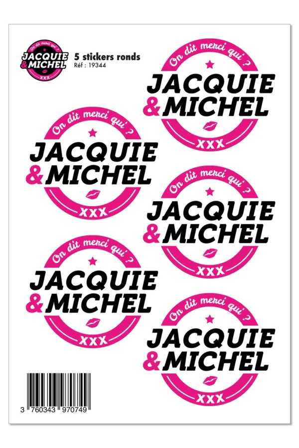 5 stickers J&M blanc logo rond - 94edenstreet.com - sexshop en ligne