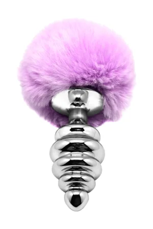 Plug métal Fluffy Twist L mauve – Alive - 94edenstreet.com - sexshop en ligne