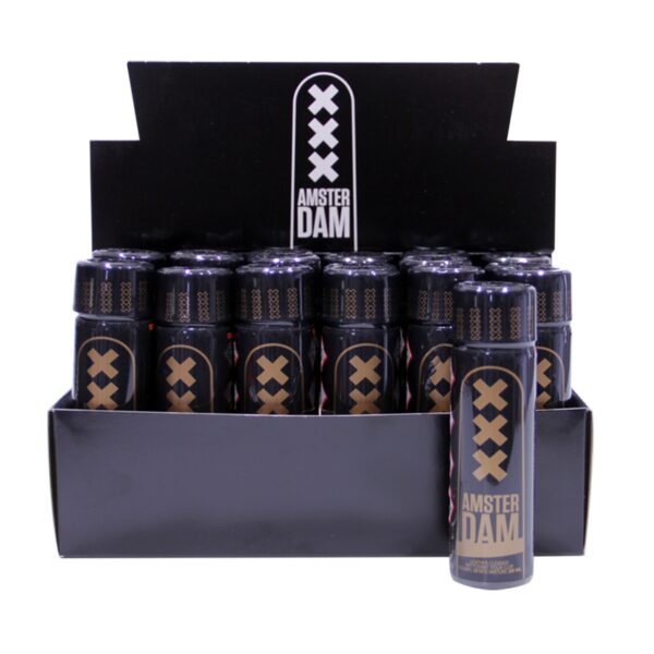 Box 18 poppers Amsterdam XXX Black Label Amyl 24ml