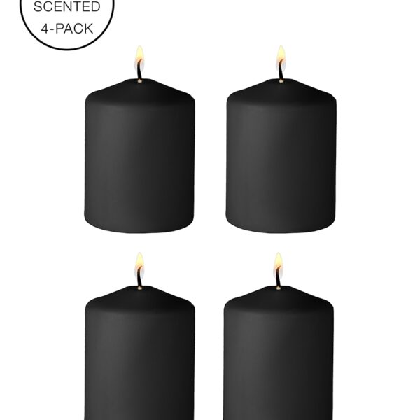 4 bougies SM noires parfum indocile – Ouch!