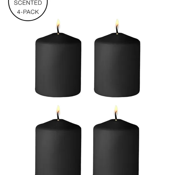 4 bougies SM noires parfum indocile – Ouch!