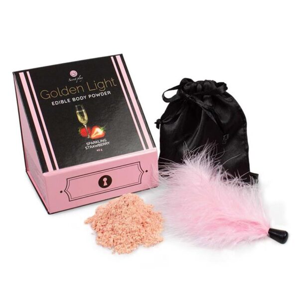 Kit poudre comestible vin pétillant à la fraise et plumeau