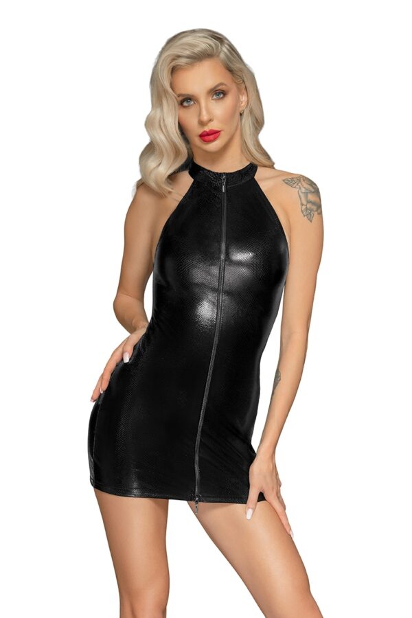 Mini robe zippée snake wetlook F278 - 94edenstreet.com - sexshop en ligne