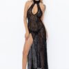 Robe longue fendue en tulle léopard F288 - 94edenstreet.com - sexshop en ligne