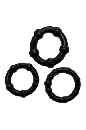 Set 3 Cockrings noir Babooom – Wooomy - 94edenstreet.com - sexshop en ligne