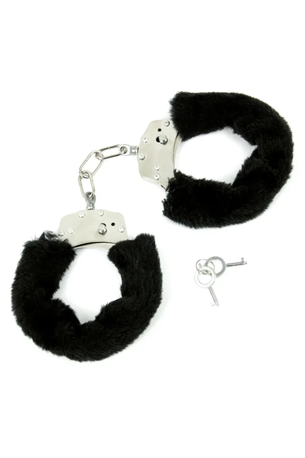 Menottes fourrure noire – Litolu - 94edenstreet.com - sexshop en ligne