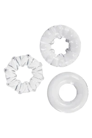 3 cockrings transparents – Litolu - 94edenstreet.com - sexshop en ligne