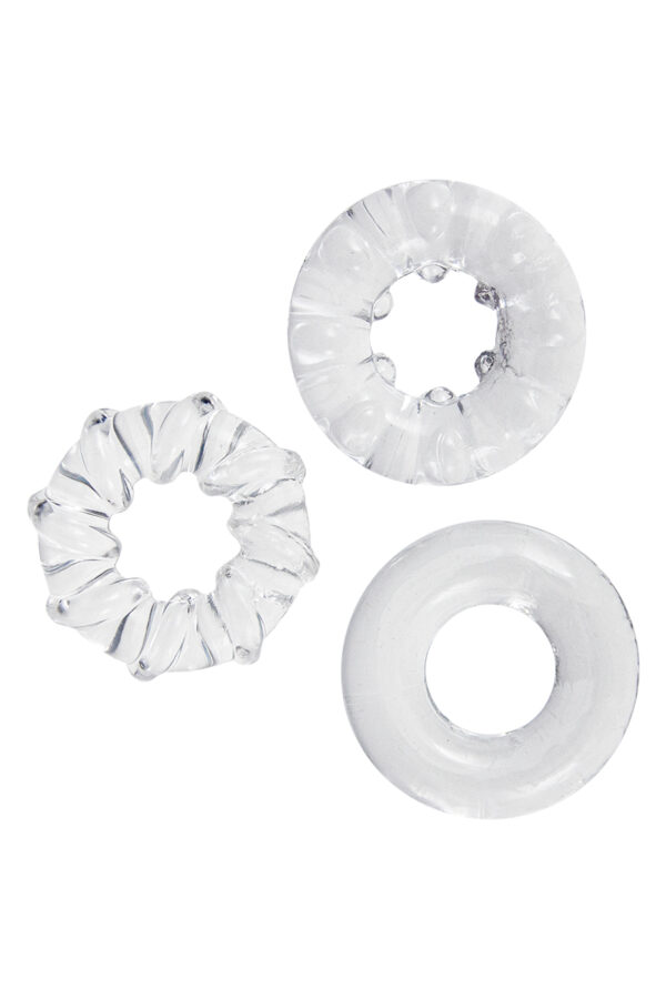 3 cockrings transparents – Litolu - 94edenstreet.com - sexshop en ligne