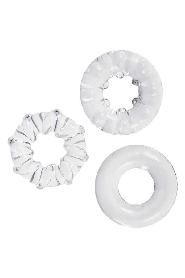 3 cockrings transparents – Litolu - 94edenstreet.com - sexshop en ligne