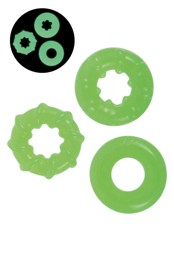 3 cockrings phosphorescents – Litolu - 94edenstreet.com - sexshop en ligne