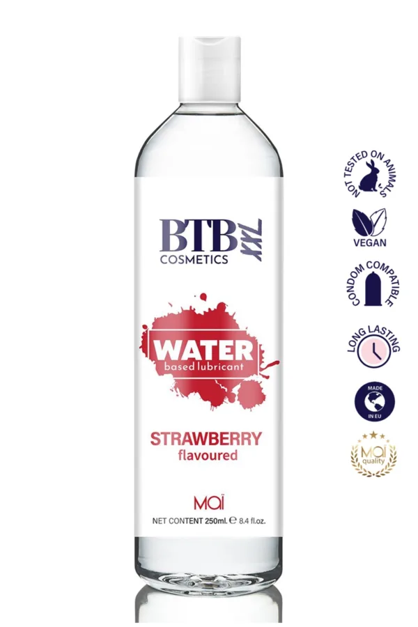 Lubrifiant parfumé Fraise 250 ml – BTB - 94edenstreet.com - sexshop en ligne