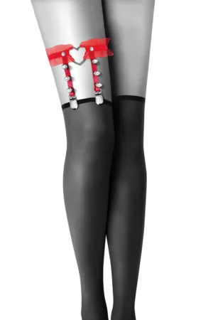 Jarretière rouge avec coeur - 94edenstreet.com - sexshop en ligne