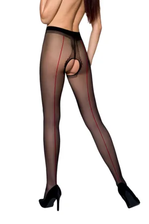 Collants ouverts couture TI022 – noir/rouge - 94edenstreet.com - sexshop en ligne