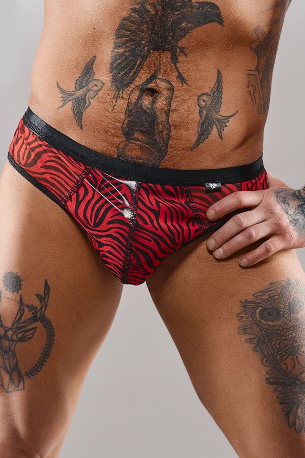 Slip type brésilien zébré rouge et noir – Regnes - 94edenstreet.com - sexshop en ligne