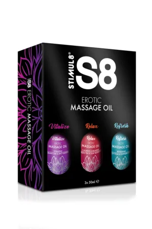 Coffret huiles de massage S8 3x50ml - 94edenstreet.com - sexshop en ligne