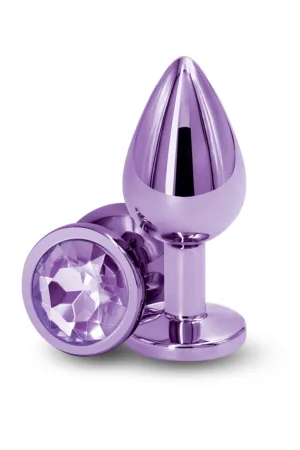 Plug bijou aluminium chromé violet M - 94edenstreet.com - sexshop en ligne
